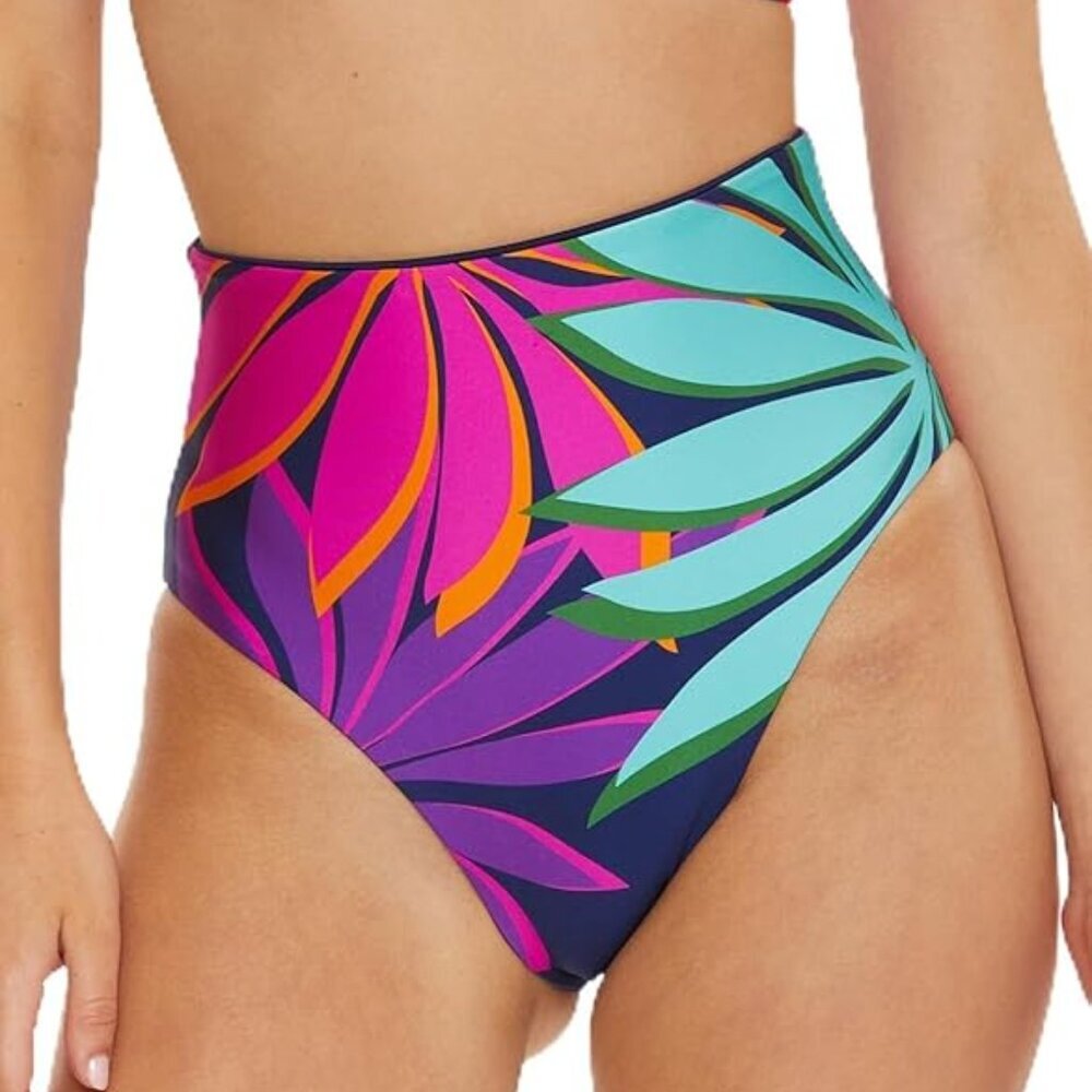 Trina Turk Women's Standard Wailea High Waisted Bikini Bottom, Cheeky Reversible